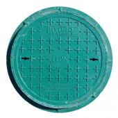 Люк канализационный, композит, зеленый, Ø600мм, H=70мм - 10тн (круглый)