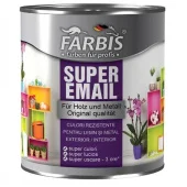 Эмаль SUPER белоснежная быстросохнущая глянцевая FARBIS 0,7л 