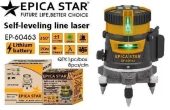 Лазерный нивелир (3D) самовыравнивающийся;  360°, 20м, 5 линий (зеленый), +/-1мм на 5м, EP-60463, Epica Star
