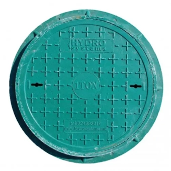 Люк канализационный, композит, зеленый, Ø600мм, H=70мм - 1тн (круглый)