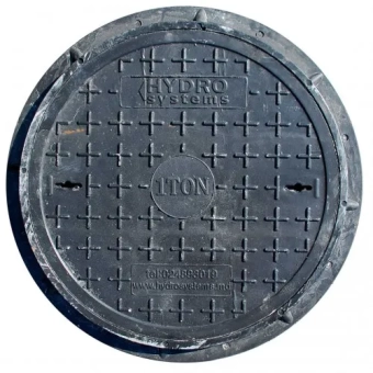 Люк канализационный, композит, серый, Ø500мм, H=57мм - 2тн (круглый)