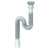 Сифон гофрированный, пластик, белый - 1200mm, 1'1/2, 40; Unicorn 
