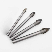 Сверло по стеклу, керамике, керамограниту круглый хвостовик и алмазный наконечник 2 грани - Ø14мм, SALI