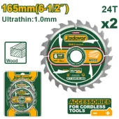 Набор дисков пильных по дереву 165mm 24T 1мм 2 штуки JDTC3K16 Jadever
