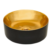 Раковина Invena Kos, круглая, накладная, 42 см, чёрная - блестящее золото
