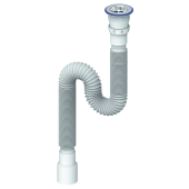 Сифон гофрированный, пластик, белый - 1200mm, 1'1/2, 40; Unicorn 