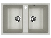 Кухонная мойка ULGRAN U-608 двухсекционная с отверстием под смеситель-344 Ультра СЕРАЯ 608-310