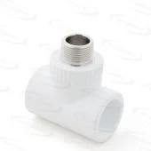 Тройник комбинированный переходной с наружной резьбой PP-R Ø50x1_1/2" под ключ, PN25, белый, RTP 
