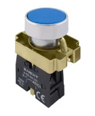 Кнопка без подсветки плоская  синяя ,без фиксации 1 NO