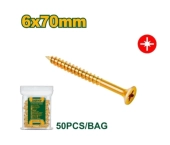 Шуруп для ДСП, дерева, с потаем, Posidriv; 6*70мм; 50шт в пакете; Jadever