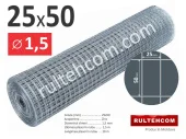 Сетка сварная оцинкованная в рулоне ячейка 25х50мм Ø1,5мм Ширина - 1,5м; Rultehcom