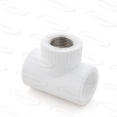 Тройник комбинированный переходной с внутренней резьбой PP-R Ø50x1/2" под ключ, PN25, белый, RTP