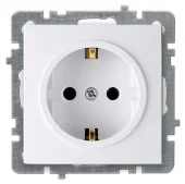 Розетка 2P+E белая TOURAN NILSON с заземлением, без рамки