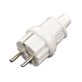 Вилка CT005 2P+E 16А белая прямая 1000kW