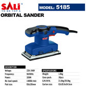 Машина шлифовально-орбитальная вибрационная ручная 320Вт, 14000об/мин, 93*185 мм, SALI 5185
