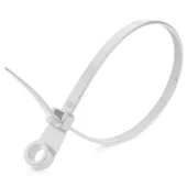 Хомут 5,0x300мм с монтажным отверстием  белый MegaWatt
