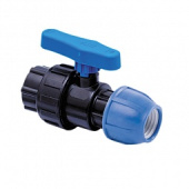 Кран шаровой компрессионный с внутренней резьбой / цанга ПНД (PE) PN10 Ø32*1", RTP