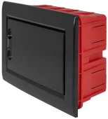 Корпус пластиковый на 8 модулей e.plbox.pro.w.08b.black встроенный, черный с непрозрачными дверями IP40