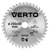 Диск пильный по дереву 250x30мм 40зубьев. Verto 61H134