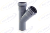 Тройник внутренняя канализация ПП (PP) Ø75/50мм, 45°, серый, RTP