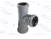 Тройник внутренняя канализация ПП (PP) Ø50/50мм, 87°, 3-х раструбный, серый, RTP