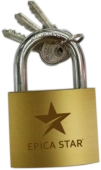 Замок навесной дуговой, имитация бронзы 75мм, EP-50100; Epica Star