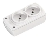 Колодка розеточная 2 розетки 2P 16А белая OLIMPIA Mutlusan
