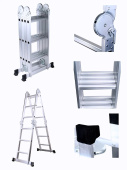 Мультифункциональная лестница трансформер, алюминий 7ступеней*4секции, SALI