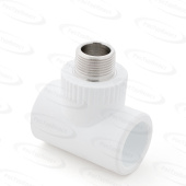 Тройник комбинированный переходной с наружной резьбой PP-R Ø50x1_1/2" под ключ, PN25, белый, RTP 