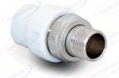 Муфта с американкой для радиатора PP Ø25*3/4", RTP, наружная резьба, белый