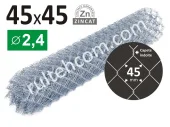 Сетка заборная, рулонная, (рабица 45*45мм), Ø2,40мм, h=1,50м L=10м, сталь оцинкованная