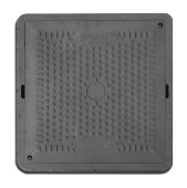 Люк квадратный с рамой для огорода (полимер-песчаный) с замком (черный) 710x600x70 мм