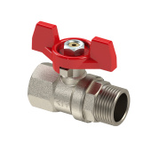 Кран шаровой латунь Ø1" внутр/наруж (В/В) PN25, ручка-бабочка, RTP