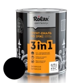 Грунт-эмаль по ржавчине 3 в 1 Карбон черный, матовый, алкидно-уретановый, 0.75kg, Rolax