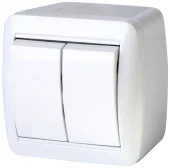 Выключатель двухклавишный  для внешнего монтажа, IP44 серый