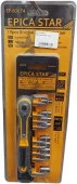 Набор насадок Cr-V (18шт) + Рукоятка-трещетка, EP-60674, Epica Star