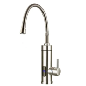 Смеситель мгновенного нагрева с индикатором нержавеющая сталь гибкий гусак