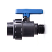 Кран шаровой компрессионный с внутренней резьбой / наружной резьбой ПНД (PE) PN10 3/4"x3/4", RTP