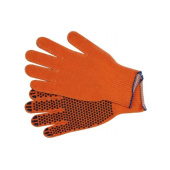 Перчатки хб с резиновыми точками, оранжевые, 46гр
