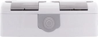 Розетка двойная с крышкой, заземлением 2P+ E 1232 IP54 серая