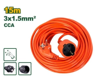 Удлинитель электрический, оранжевый (1 гнездо) сечением 3*1,5mm²; 15m; 10A-250V; JDEJAG04 Jadever