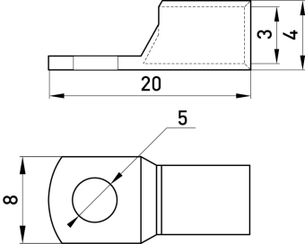 Медный луженый кабельный наконечник 2.5