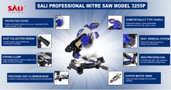 Высококачественная торцовочная пила 1800W, 4700rpm, Ø255mm, Sali 3255P