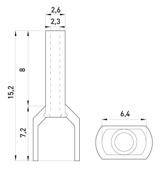 Изолированный наконечник (TE1508 yellow) 2x1,5 кв.мм, желтый