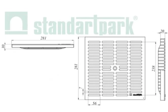 Решетка ливневая пластиковая PolyMax Basic для дождеприемника 300х300 A15 (280x280x23)
