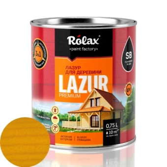 Срок Лазурь Алкидная для дерева, Желтый, LAZUR Rolax 0.75л
