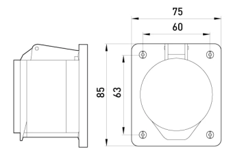 Силовая розетка, встраиваемая e.socket.pro.5.16.wall, 5п., 380В, 16А