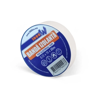 Изолента ПВХ 0.13x15мм Белая 20 метров 1000kW