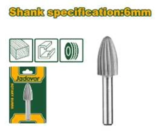 Борфреза (шарожка) ротационная Ø6мм; для дерева, пластика, алюминия; острая дугообразная; Jadever