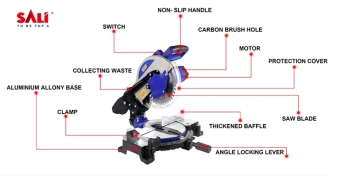 Высококачественная торцовочная пила 1800W, 4700rpm, Ø255mm, Sali 3255P